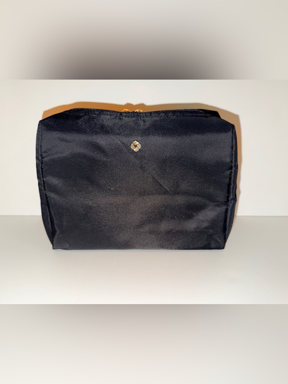 Samsonite Mobile Solutions Black Satin Cosmetic Pouch with Gold Accent